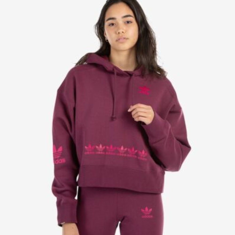 Trefoil Logo Play Cropped Hoodie Victory Crimson Adidas